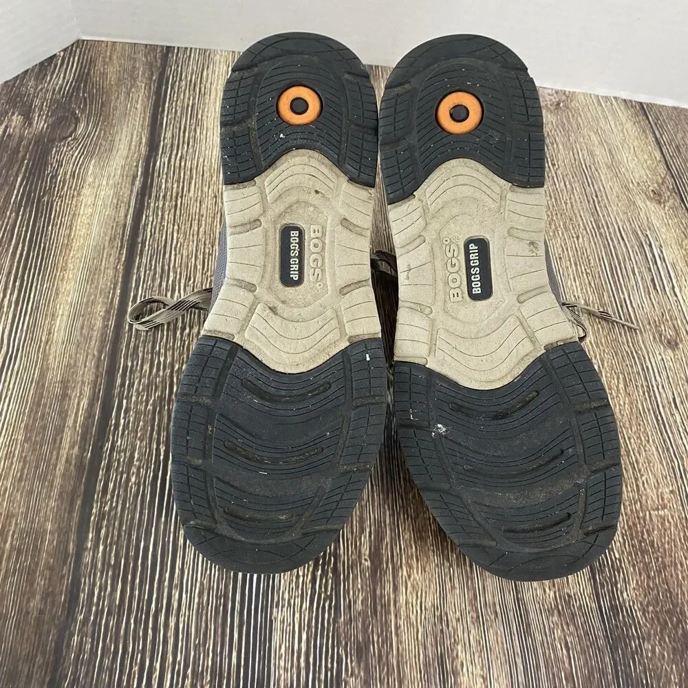 Bogs Mens Slate Mid CT Composite Toe Work Boots Size 8 Gray/Orange Lace Up Ankle